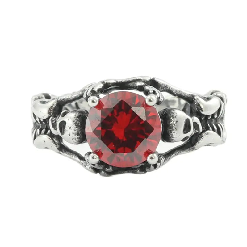 To My Bones Ring - Titanium Steel with Red Diamond
