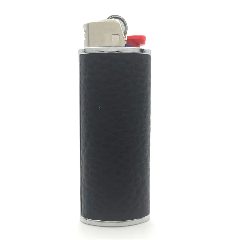 Metal Leather Lighter Case Cover for Bic Full Size Lighter (Black)