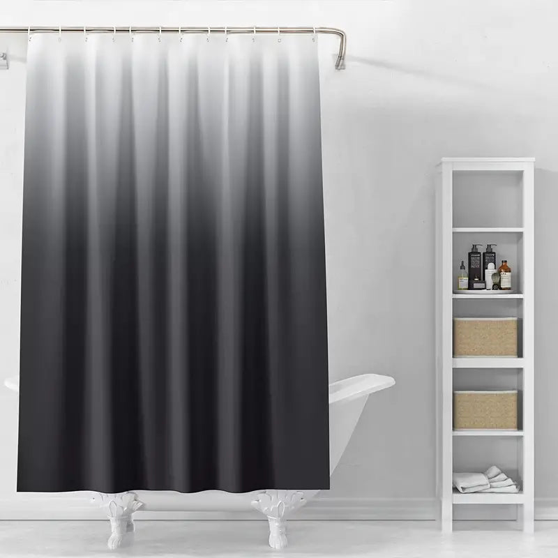 Gradual Color Shower Curtain Set with 12 Hooks