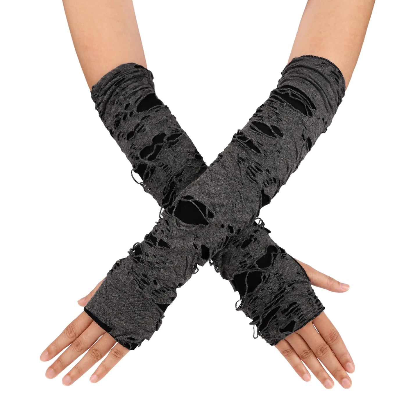 Long Distressed Fingerless Gloves