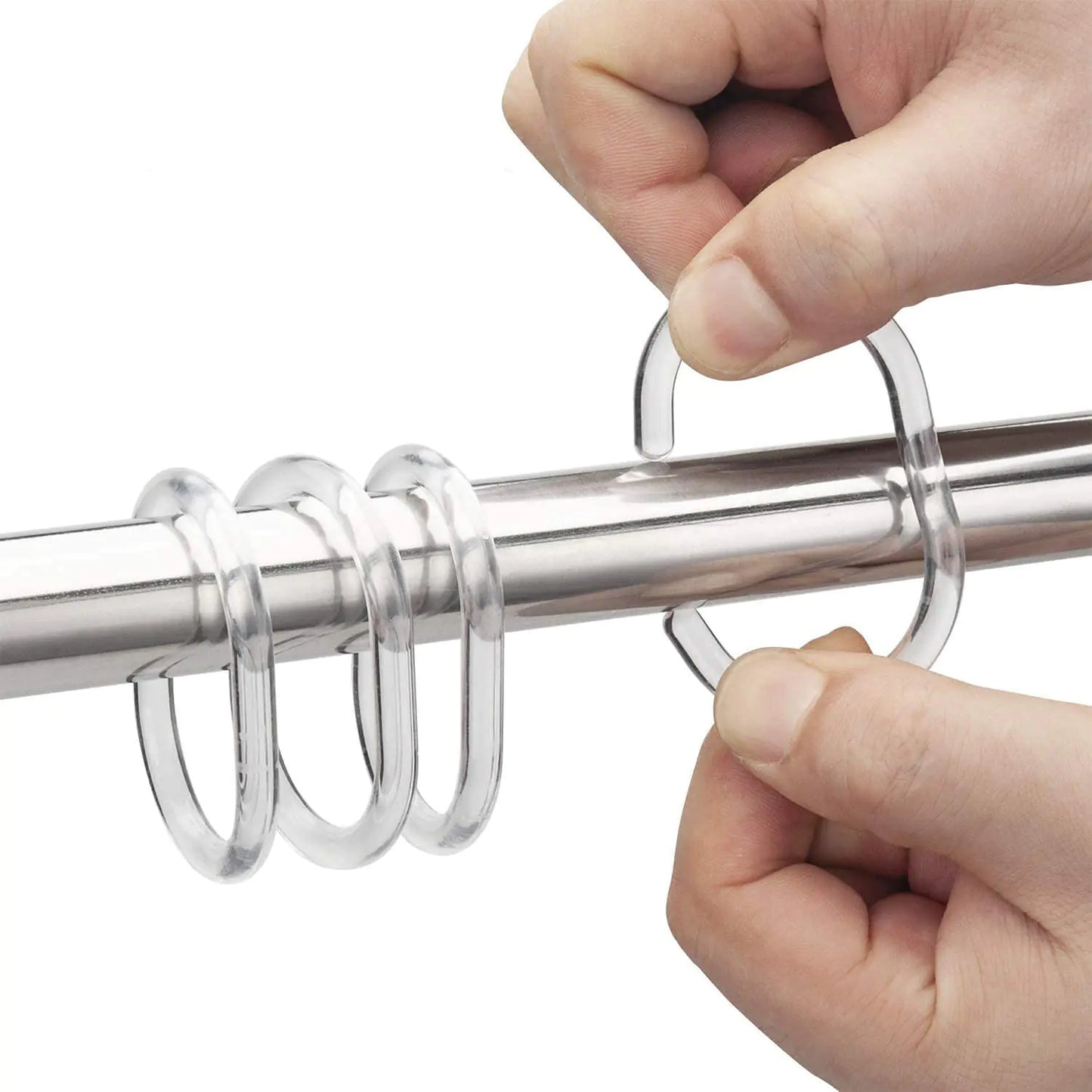 C-Shaped Transparent Shower Curtain Hooks (12 Pack)