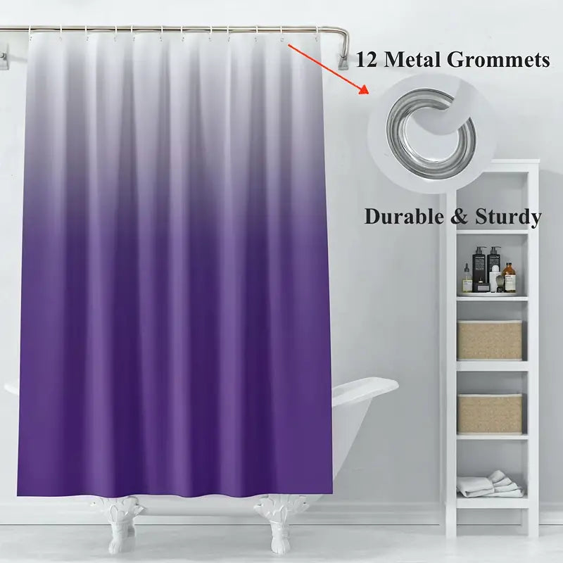 Gradual Color Shower Curtain Set with 12 Hooks