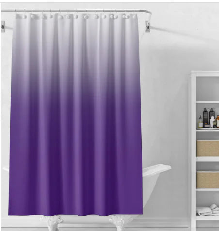 Gradual Color Shower Curtain Set with 12 Hooks