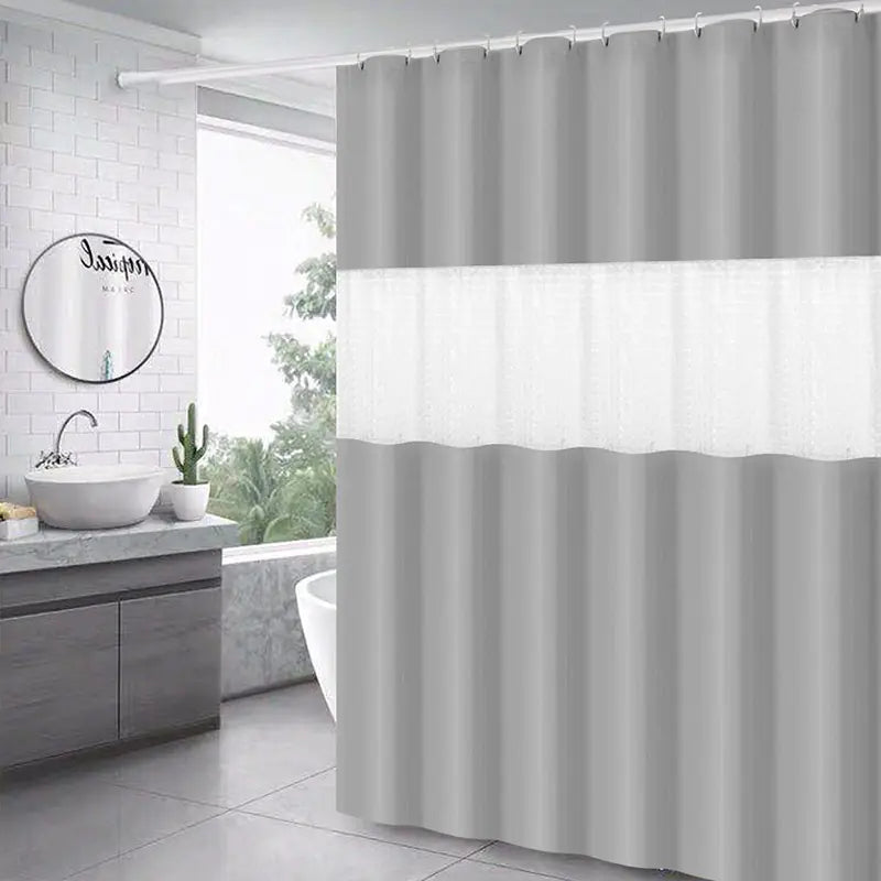 Thick Solid Color PEVA Shower Curtain in Gray