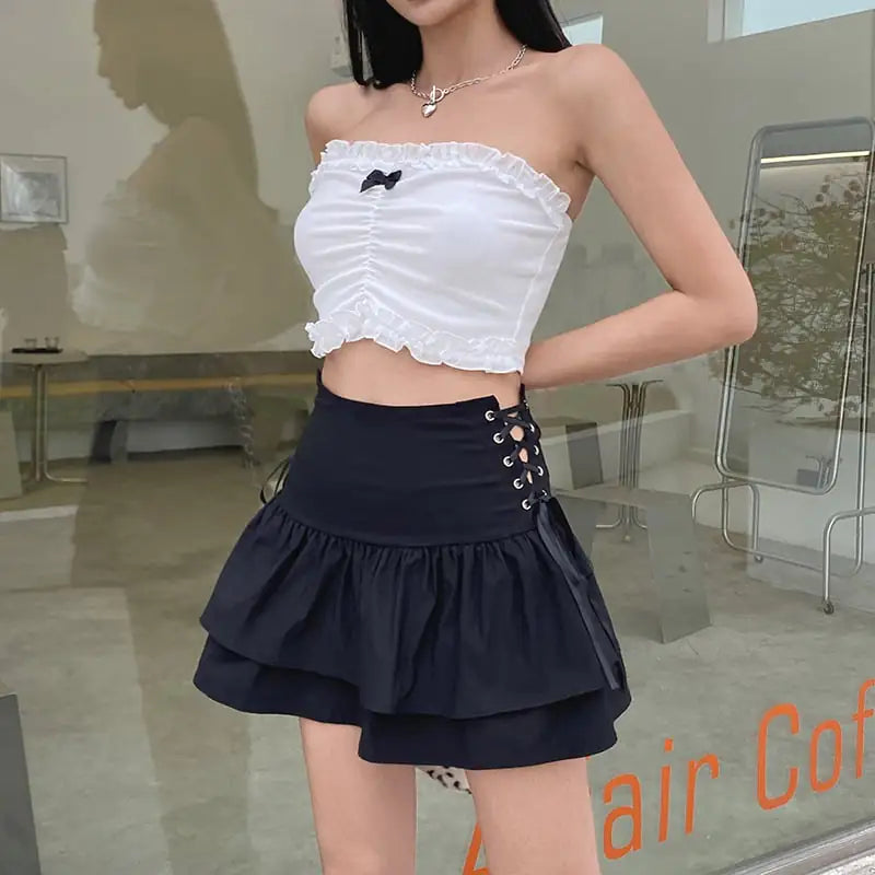 Gothic High Waist Bandage Mini Skirt