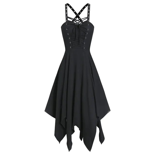Gothic Style Vintage Black Dress (Sleeveless)