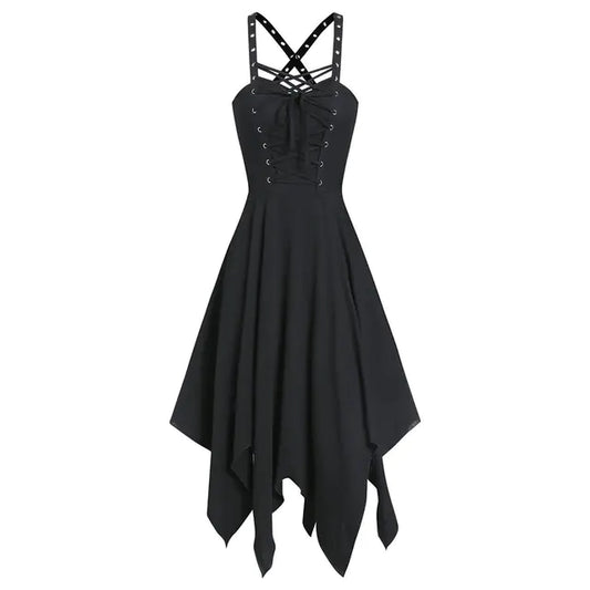 Gothic Style Vintage Black Dress (Sleeveless)