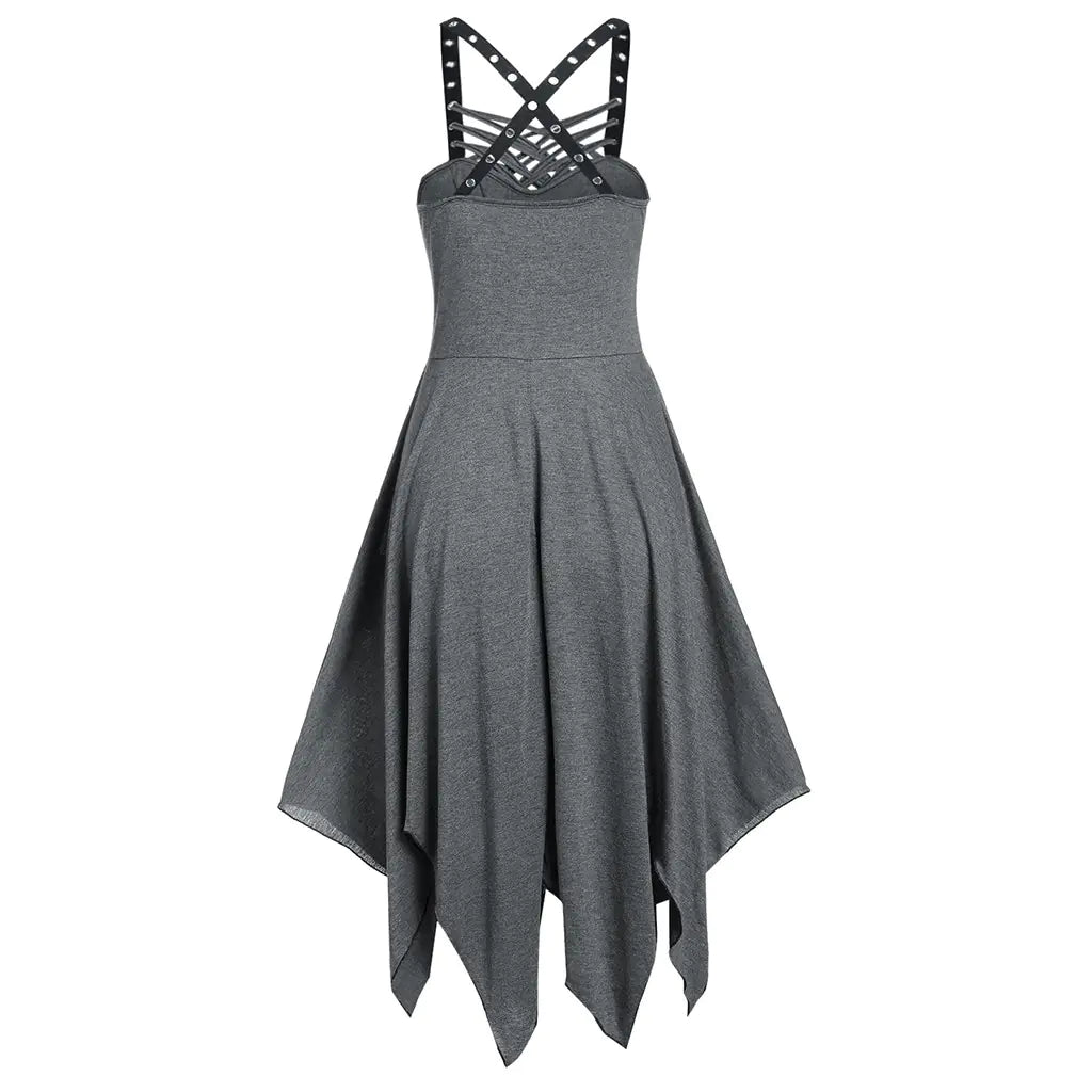 Gothic Style Vintage Black Dress (Sleeveless)