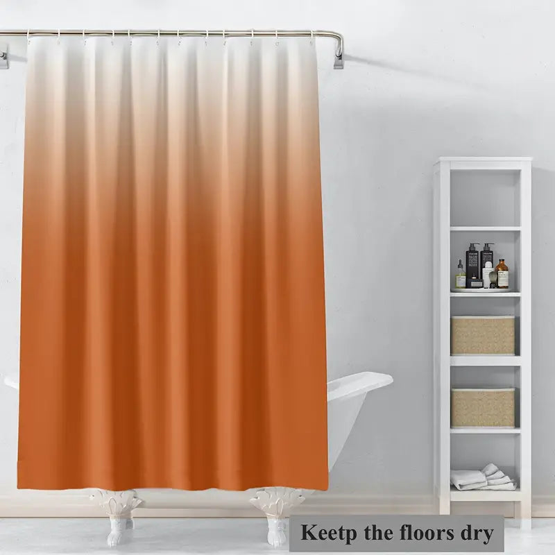 Gradual Color Shower Curtain Set with 12 Hooks