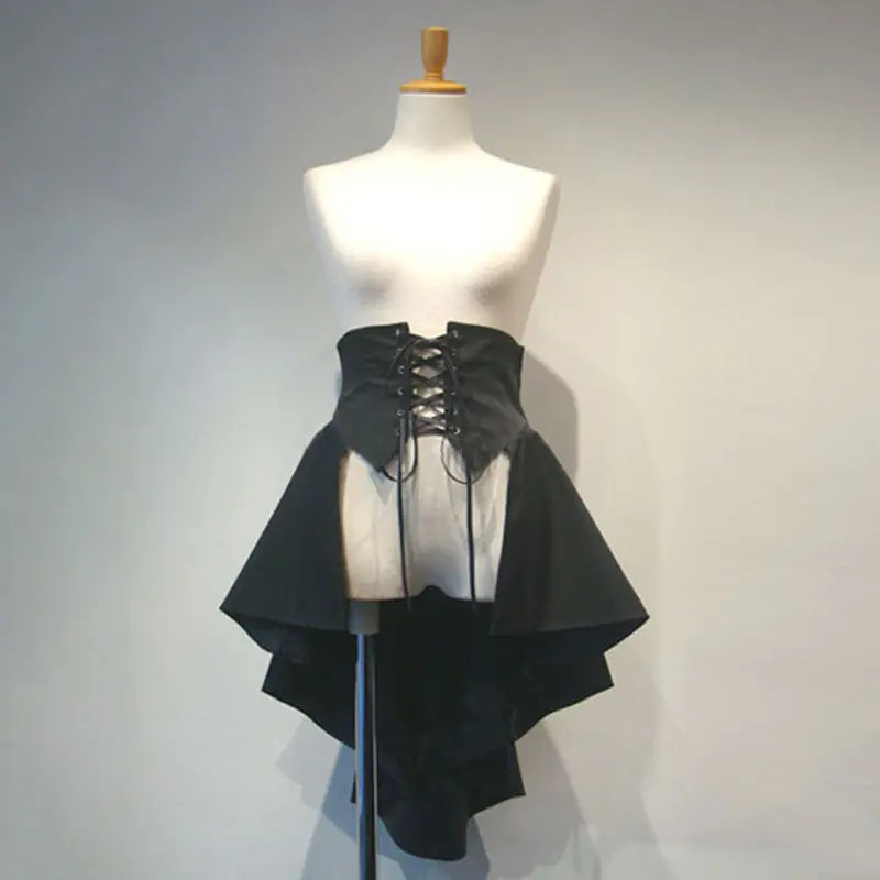 Gothic Irregular High-Waist Skirt with Drawstring
