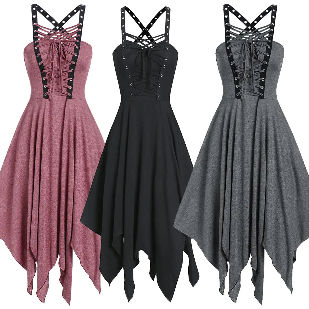 Gothic Style Vintage Black Dress (Sleeveless)