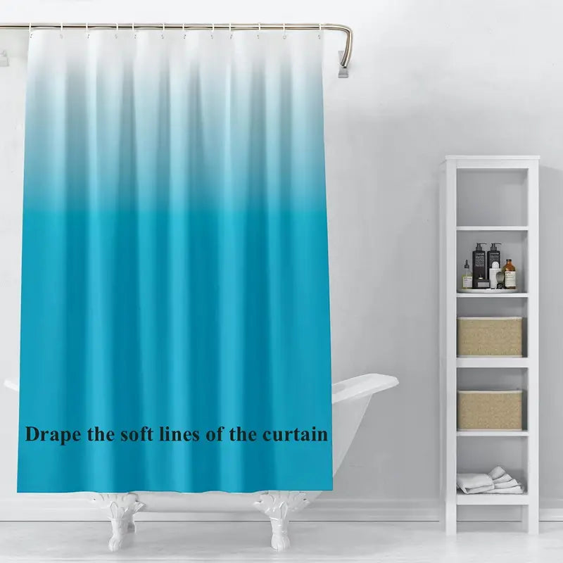 Gradual Color Shower Curtain Set with 12 Hooks