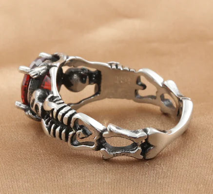 To My Bones Ring - Titanium Steel with Red Diamond