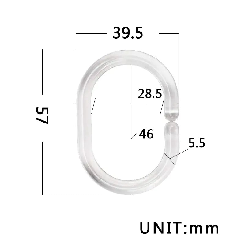 C-Shaped Transparent Shower Curtain Hooks (12 Pack)