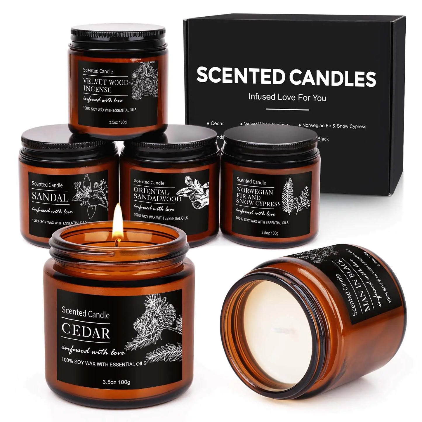 Scented Candles Assortment - Natural Soy Jar Candles Set