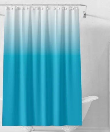 Gradual Color Shower Curtain Set with 12 Hooks