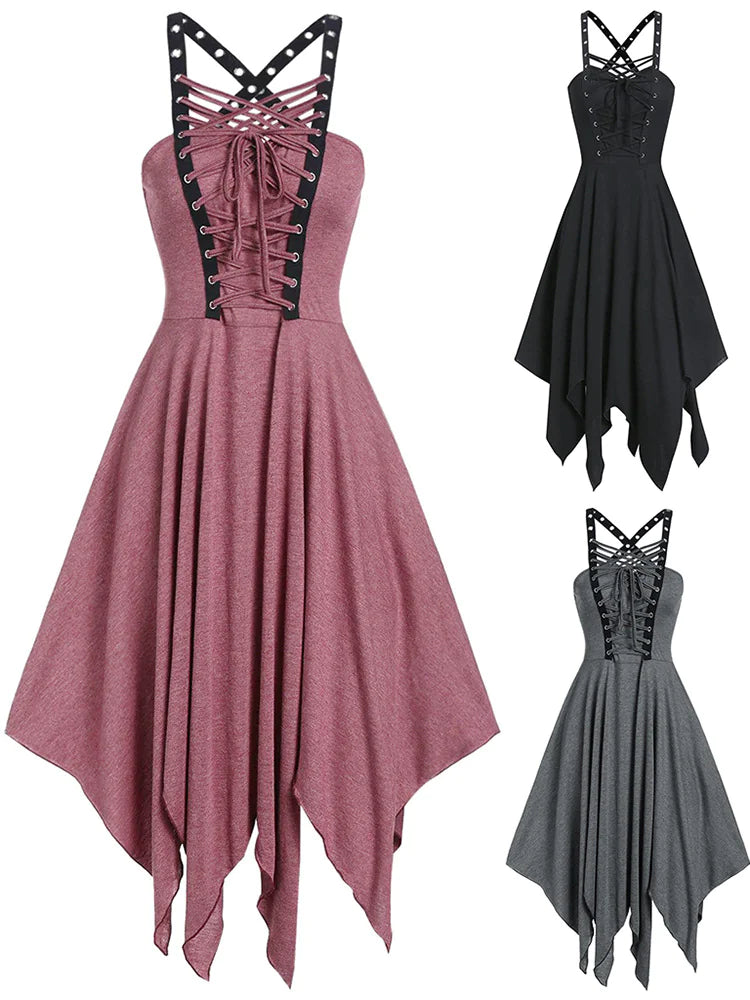 Gothic Style Vintage Black Dress (Sleeveless)
