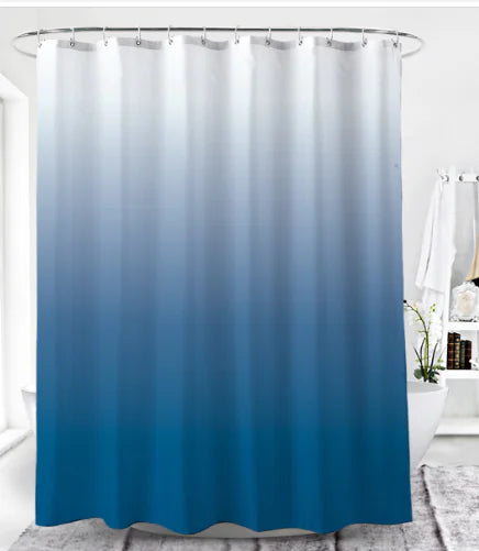 Gradual Color Shower Curtain Set with 12 Hooks