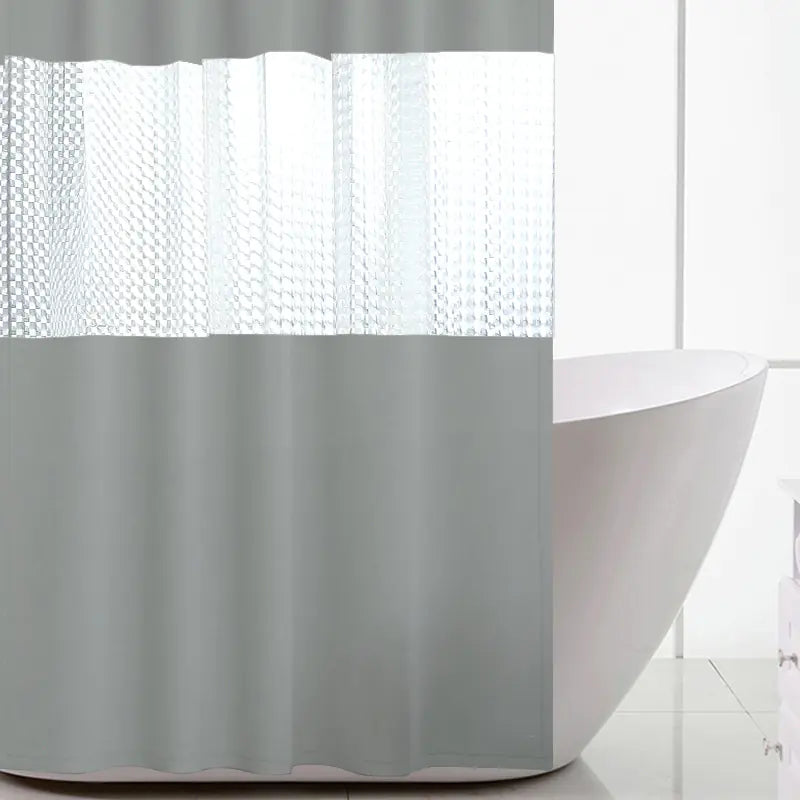 Thick Solid Color PEVA Shower Curtain in Gray