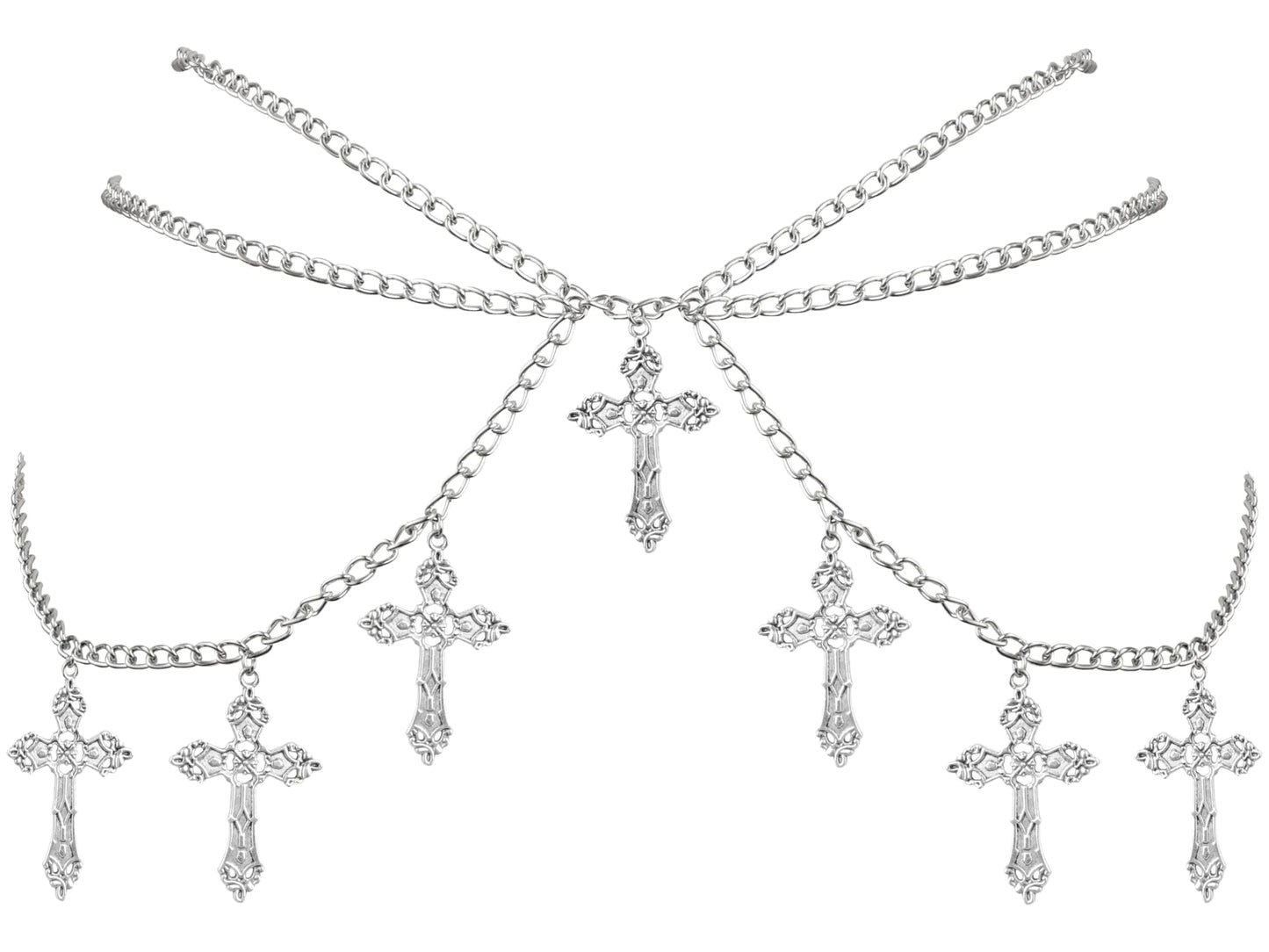 Silver-tone Cross Waist & Belly Chain