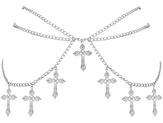Silver-tone Cross Waist & Belly Chain