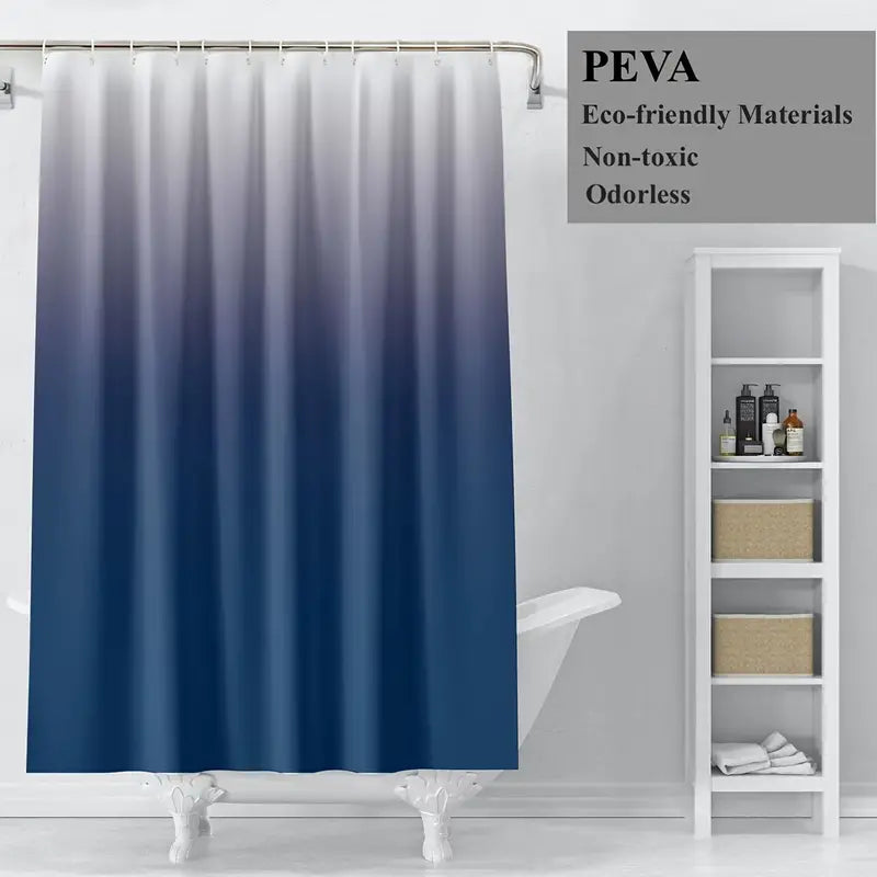 Gradual Color Shower Curtain Set with 12 Hooks