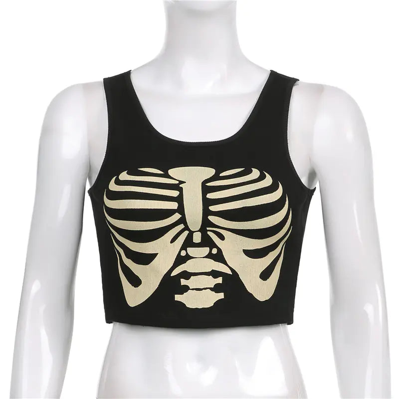 Gothic Skull Print Fashion Top