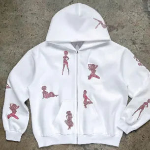 Silhouette Zip-Up Hooded Sweatshirt - Loose Fit