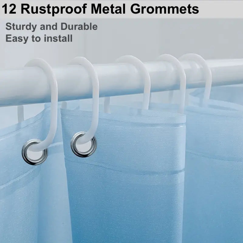 Gradual Color Shower Curtain Set with 12 Hooks