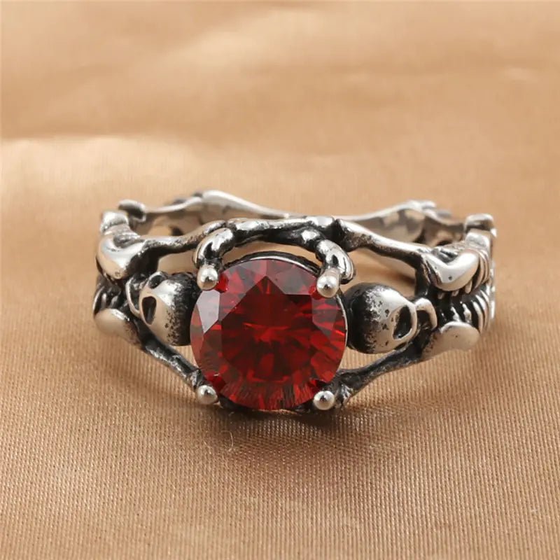 To My Bones Ring - Titanium Steel with Red Diamond