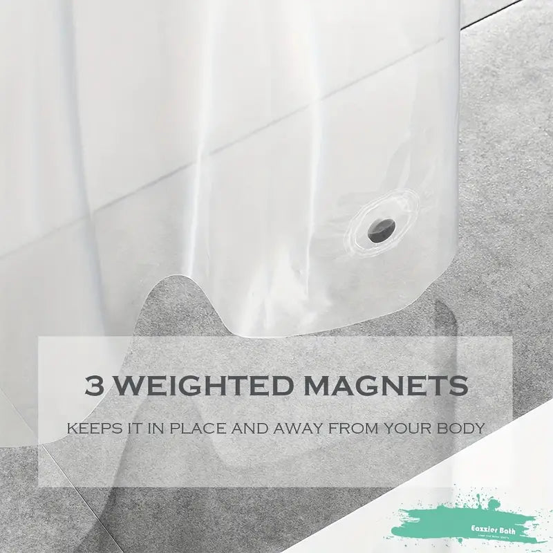 Clear PEVA Shower Curtain/Liner with Hooks and Magnets