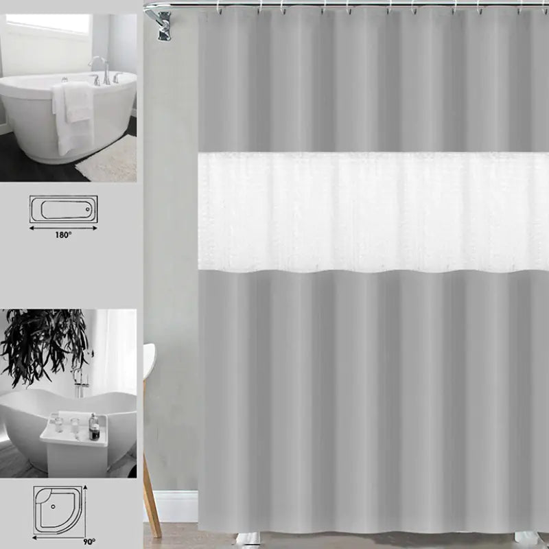 Thick Solid Color PEVA Shower Curtain in Gray