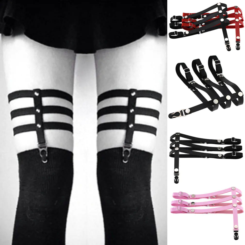 Gothic Stockings with Elastic Straps