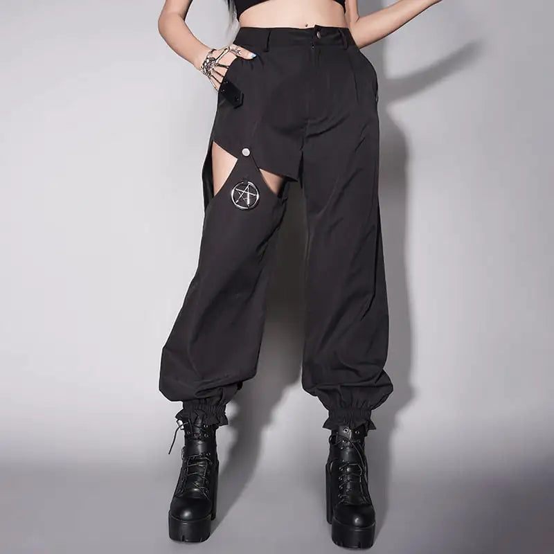 Goth Loose Fit Cargo Track Pants